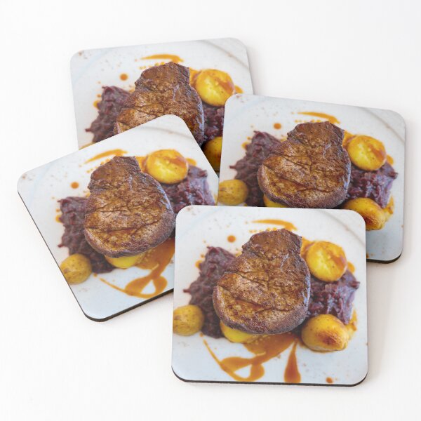 Item preview, Beef Steak with Potato and Red Cabbage on a White Plate designed and sold by Mats Silvan.