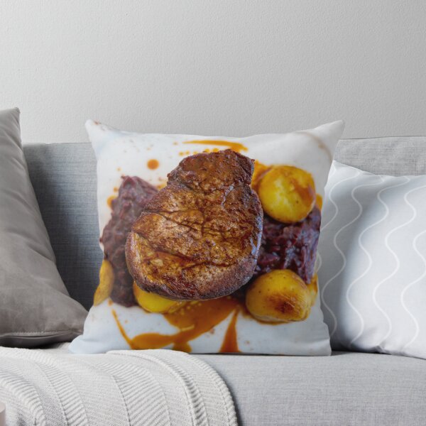 Item preview, Beef Steak with Potato and Red Cabbage on a White Plate designed and sold by Mats Silvan.