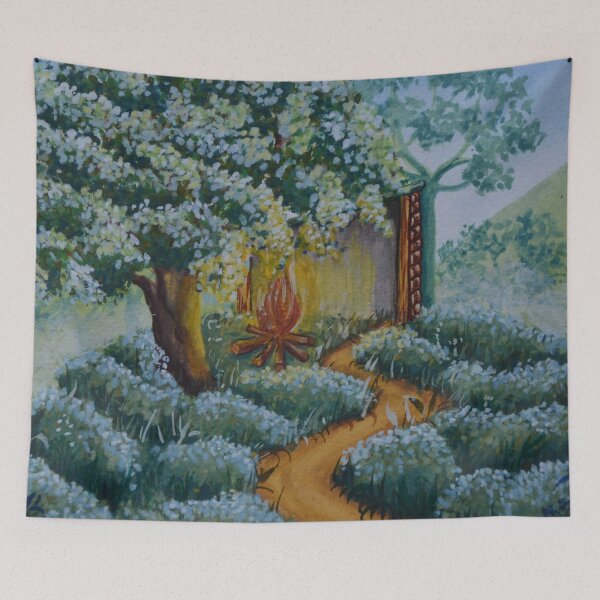 Item preview, The oak hut no. 2 - Secret garden - Gouache painting designed and sold by WanderingGraha.