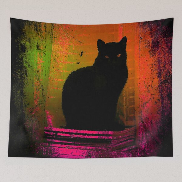 Item preview, Black Cat on a Pedestal designed and sold by TotallyRetroArt.