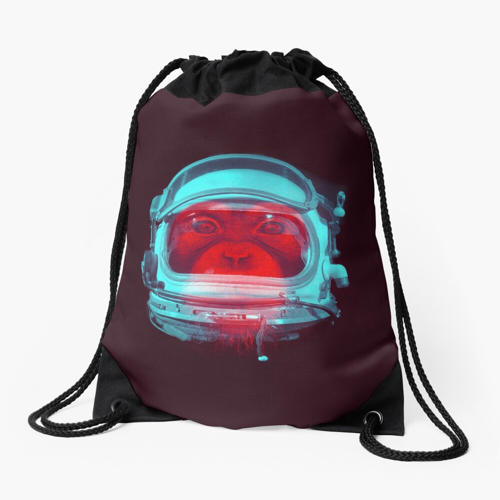 Space Monkey Drawstring Bag