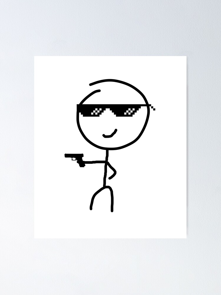 Meme Tapestry, Funny Simple Stickman with Cool Expression and Like