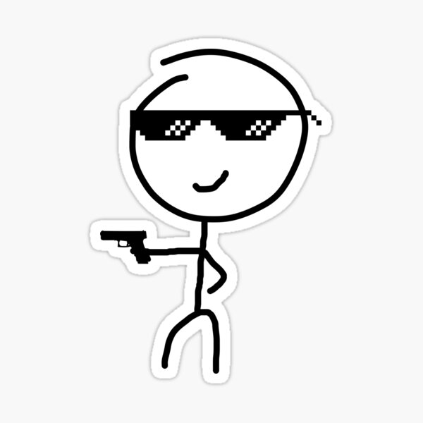 Funny stickman with gun Sticker for Sale by Mr SS