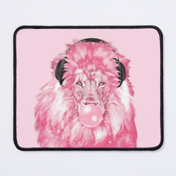 Item preview, Bubble Gum Pink Lion Enjoying Music designed and sold by bignosework.