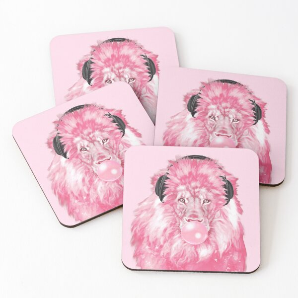 Item preview, Bubble Gum Pink Lion Enjoying Music designed and sold by bignosework.