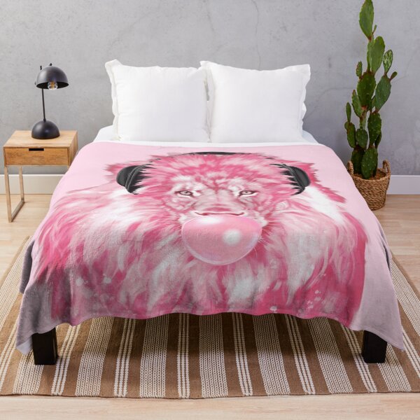 Item preview, Bubble Gum Pink Lion Enjoying Music designed and sold by bignosework.