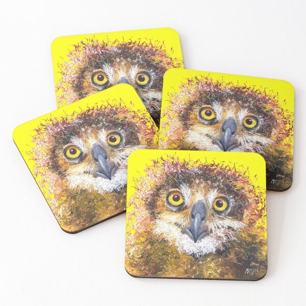 Item preview, Owl painting on yellow background designed and sold by MatsonArtDesign.