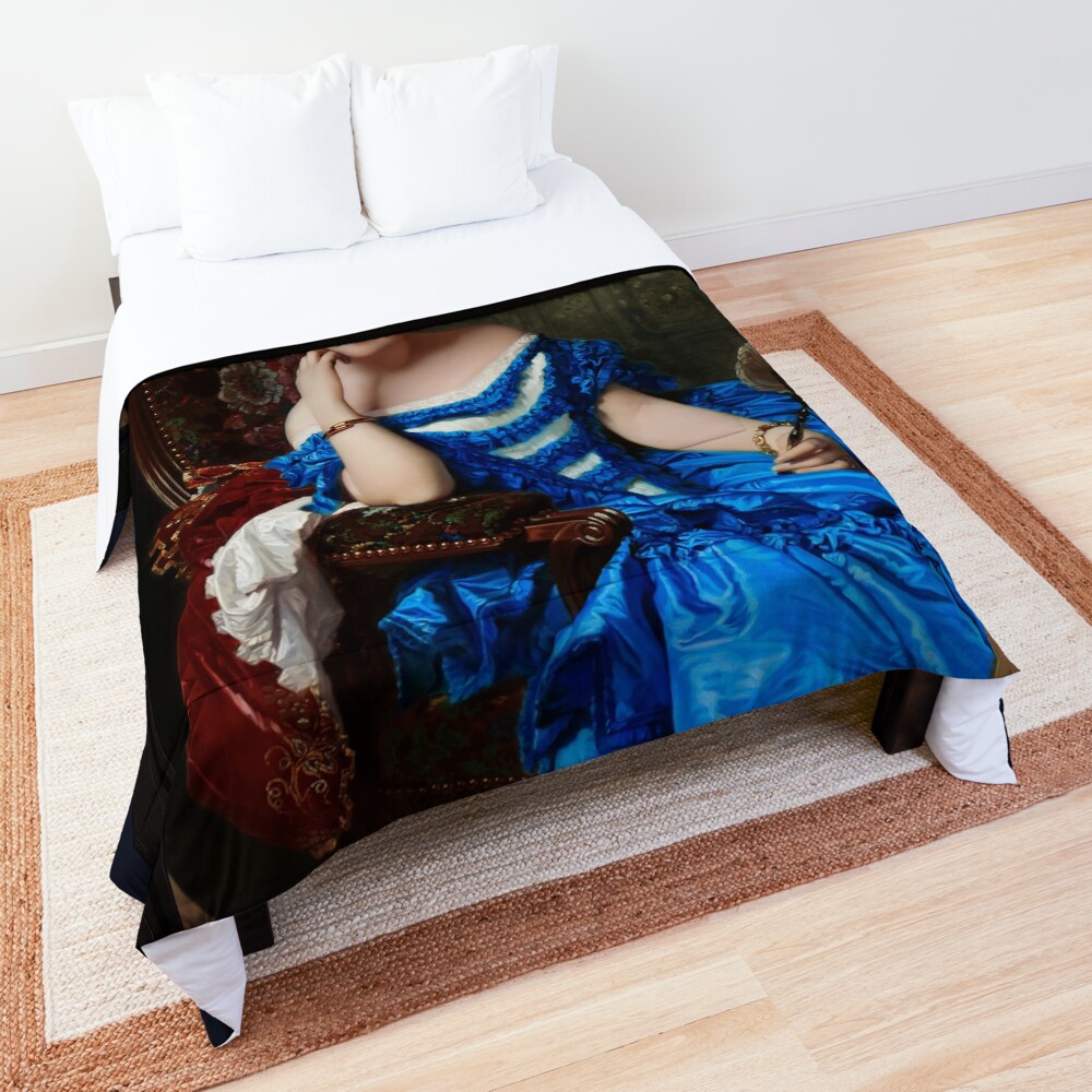 Amalia de Llano y Dotres by Federico de Madrazo y Kuntz Remastered Xzendor7 Classical Art Old Masters Reproductions Decorative Comforter Art Print