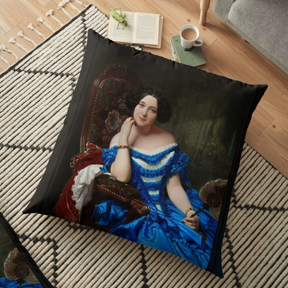 Amalia de Llano y Dotres, Condesa de Vilches by Federico de Madrazo y Kuntz - A Spanish Beauty 3 Amalia de Llano y Dotres by Federico de Madrazo y Kuntz Remastered Xzendor7 Classical Art Old Masters Reproductions Floor Pillow