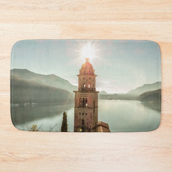 Item preview, Church Tower Santa Maria del Sasso with Sunlight and Mountain on Lake Lugano in Morcote designed and sold by Mats Silvan.