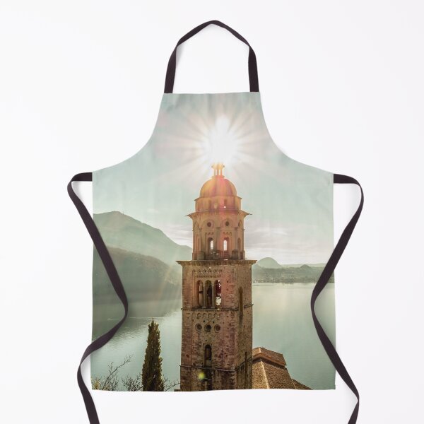 Item preview, Church Tower Santa Maria del Sasso with Sunlight and Mountain on Lake Lugano in Morcote designed and sold by Mats Silvan.