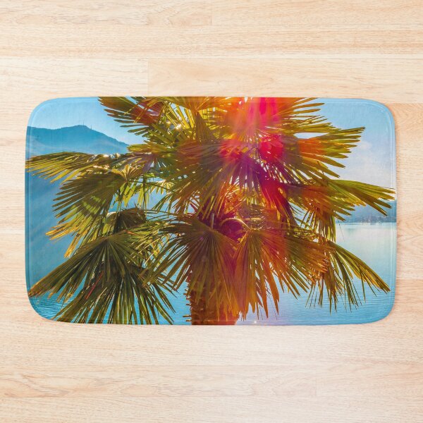 Item preview, Palm Tree and Lake Lugano with Blue Sky and Mountain in a Sunny Day designed and sold by Mats Silvan.