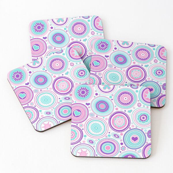 Item preview, Mid Century Modern Geometric Funky Pink Purple Aqua Circle Print designed and sold by Elsy's Art.