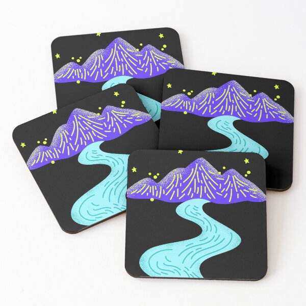 Item preview, Winding River and Blue Mountains in a Starry Night designed and sold by CreativNode.