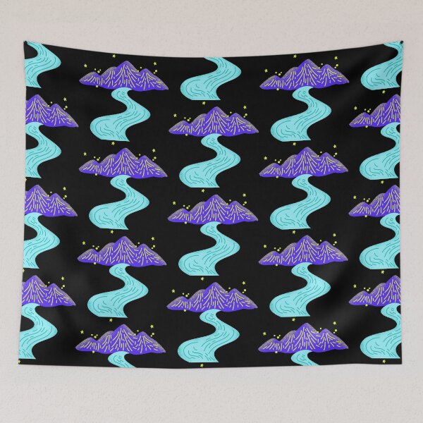 Item preview, Winding River and Blue Mountains in a Starry Night designed and sold by CreativNode.