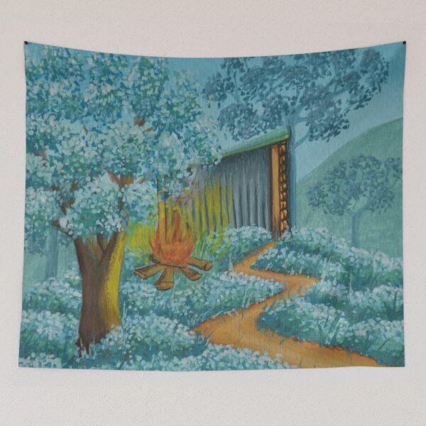 Item preview, The oak hut no. 6 - Secret garden - Gouache painting designed and sold by WanderingGraha.