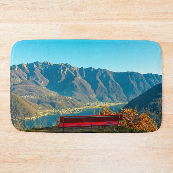Item preview, Banco con vista panorámica sobre el lago de Lugano y el pueblo con montaña designed and sold by Mats Silvan.