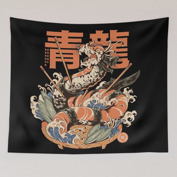Item preview, Dragon Sushi - Black designed and sold by Ilustrata®.