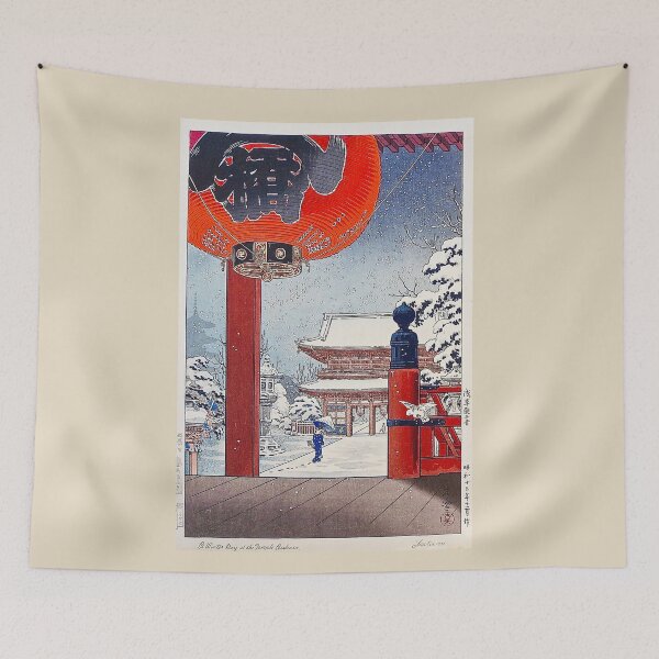 Item preview, A Winter Day at The Temple Asakusa by Tsuchiya Koitsu designed and sold by TeeARTHY.