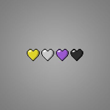 Artwork thumbnail, Row of Four Non-Binary Pride Flag Pixel Hearts by LiveLoudGraphic