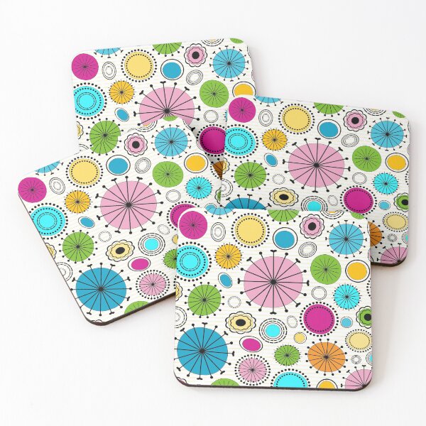 Item preview, Funky Modern Circles - Colorful Geometric Print Pink Blue Yellow Green designed and sold by Elsy's Art.