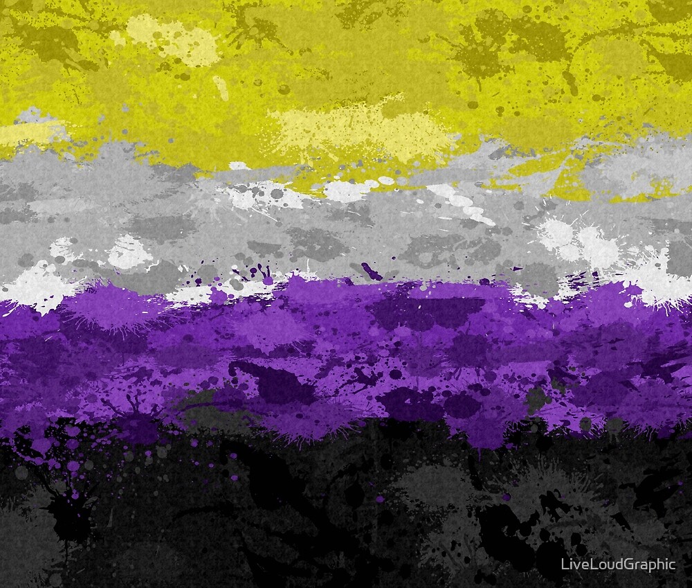 «Patrón de bandera de orgullo no binario de salpicaduras de pintura abstracta» de LiveLoudGraphic