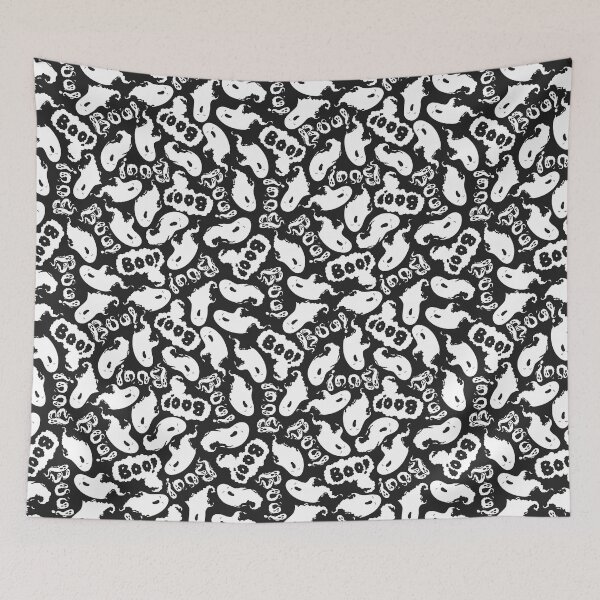 Item preview, Seamless Halloween pattern with cute ghosts and Boo designed and sold by DarianaArt.