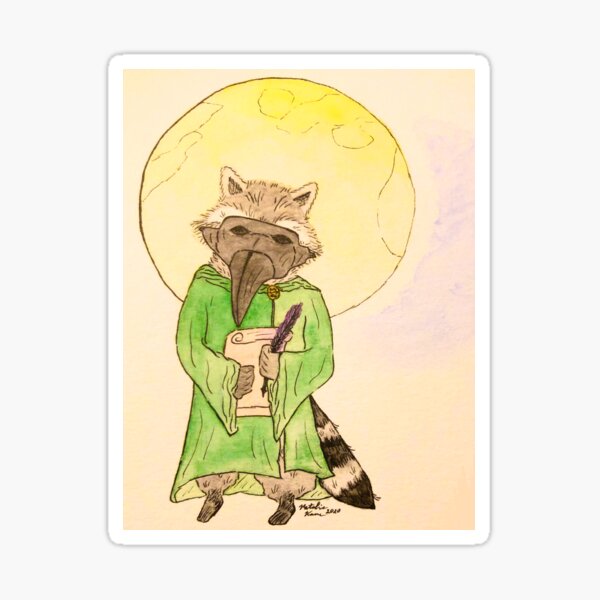 Raccoon Moon Sticker