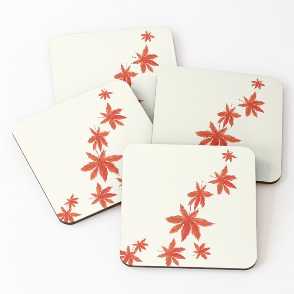 Item preview, falling red maple leaves watercolor painting  designed and sold by ColorandColor.