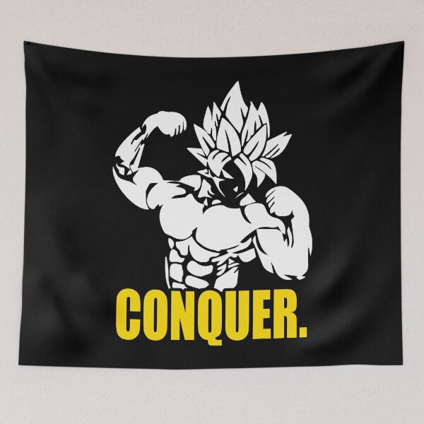 Item preview, CONQUER, Anime Gym Motivation - Dragon Ball - Super Saiyan designed and sold by veggieflex.