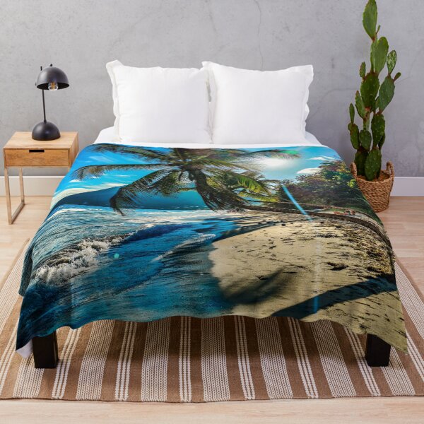 Item preview, Beautiful Caribbean Beach View with Palm Trees designed and sold by oneperception.