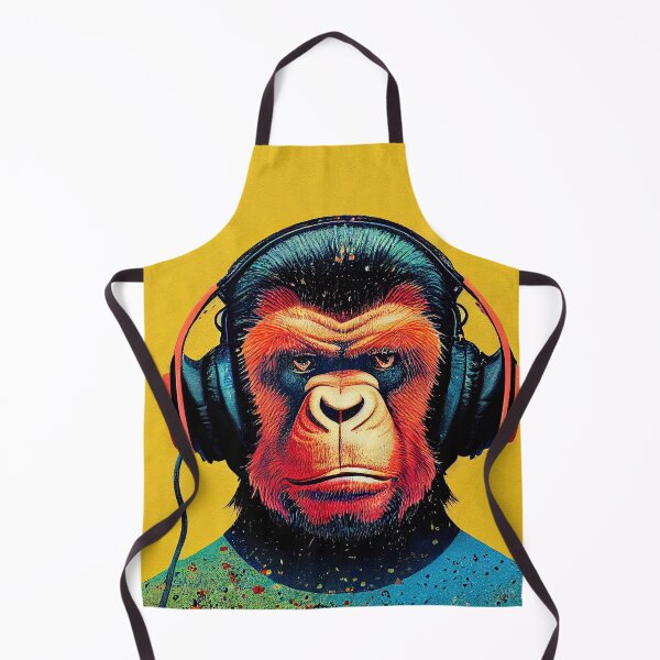 Item preview, Monkey listening to music, headphones designed and sold by PeanutArtCorner.