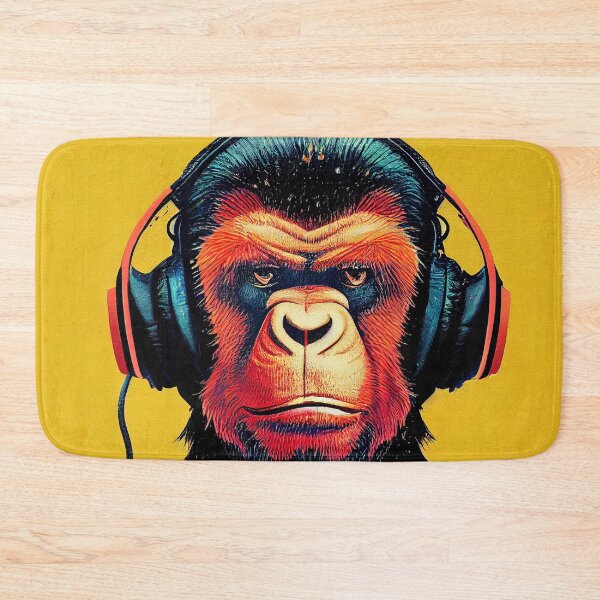 Item preview, Monkey listening to music, headphones designed and sold by PeanutArtCorner.
