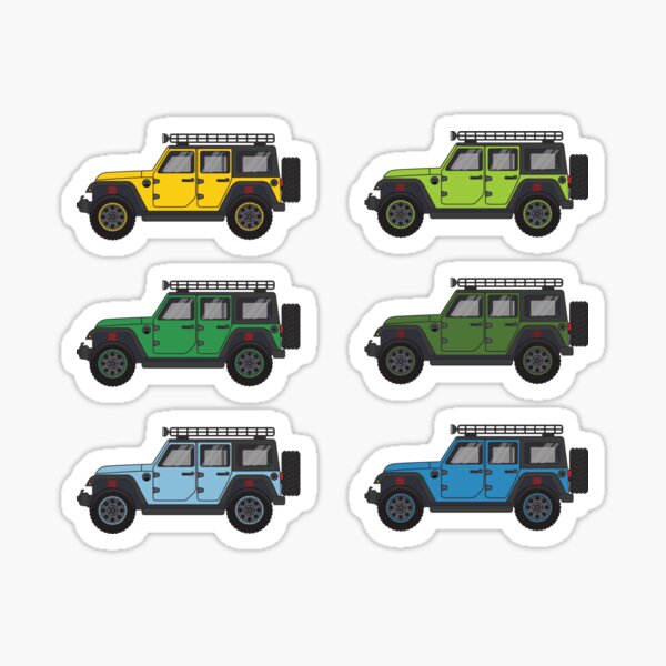 Green and Blue Jeep Wranglers Sticker