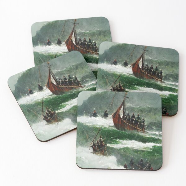 Item preview, Longboat With Warriors designed and sold by shokA Design.