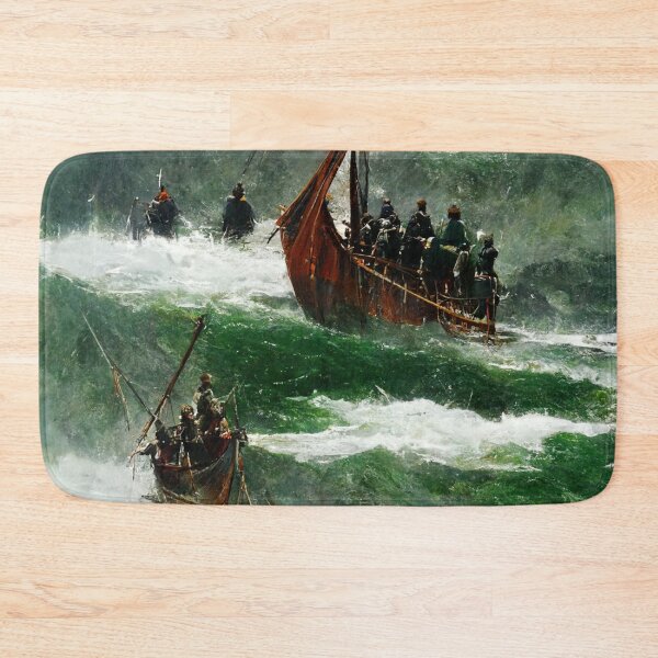Item preview, Longboat With Warriors designed and sold by shokA Design.