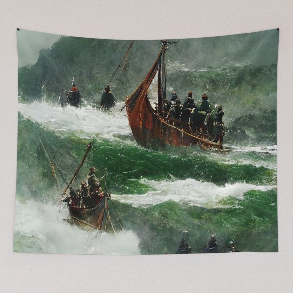 Item preview, Longboat With Warriors designed and sold by shokA Design.