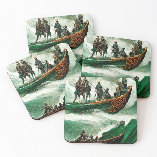 Item preview, Longboat With Warriors designed and sold by shokA Design.