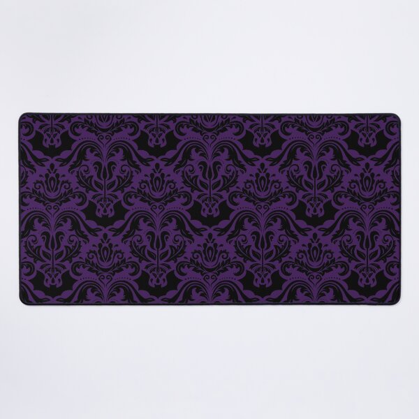 Dark Purple Bat Damask Desk Mat