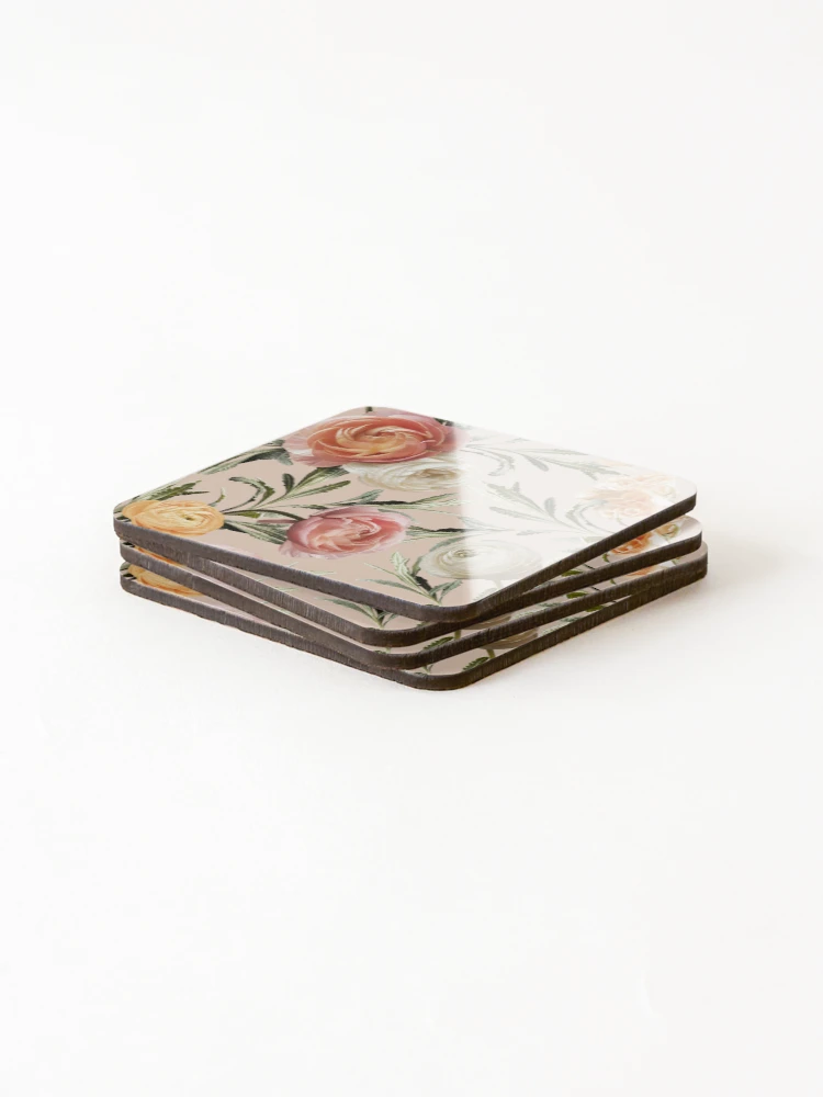 Thumbnail 4 of 5, Coasters (Set of 4), Flower Power Rosa designed and sold by SpilloDesign.