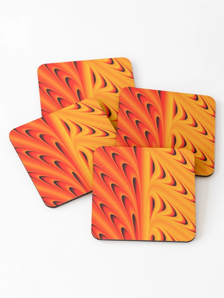 Thumbnail 1 of 5, Coasters (Set of 4), Orange Ripple designed and sold by TiltedCode.