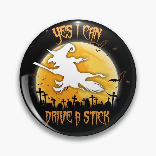 Item preview, Funny Halloween witch shirt/art.  Yes I Can Drive A Stick!  Witch on a broom. designed and sold by Deano's Designs.