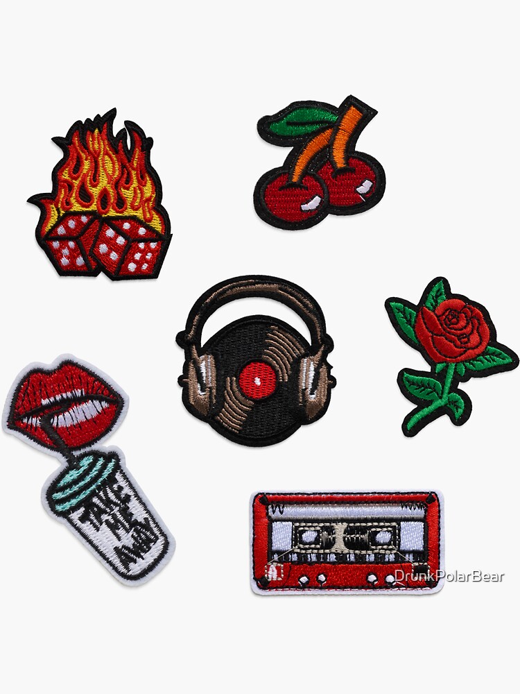 "Red Grunge Iron On Patches" Sticker for Sale by DrunkPolarBear Redbubble