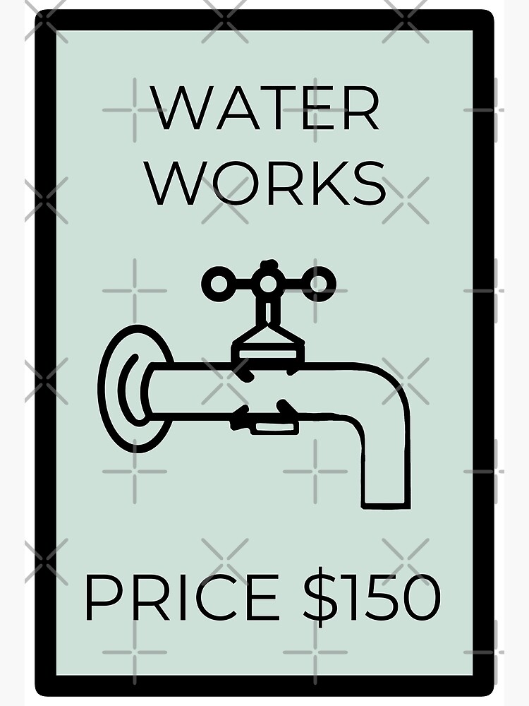 "Water Works Monopoly utilities card" Photographic Print for Sale by