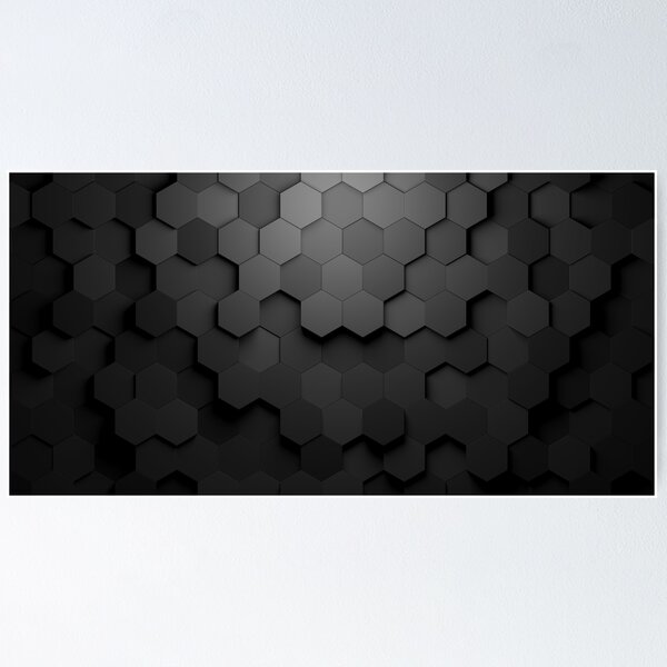 Item preview, Black hexagon honeycombs shifted mosaic abstract background pattern  designed and sold by UDDesign.
