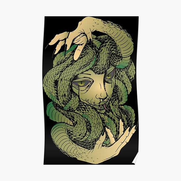 "Greek mythology Medusa design" Poster for Sale by JamesCove Redbubble