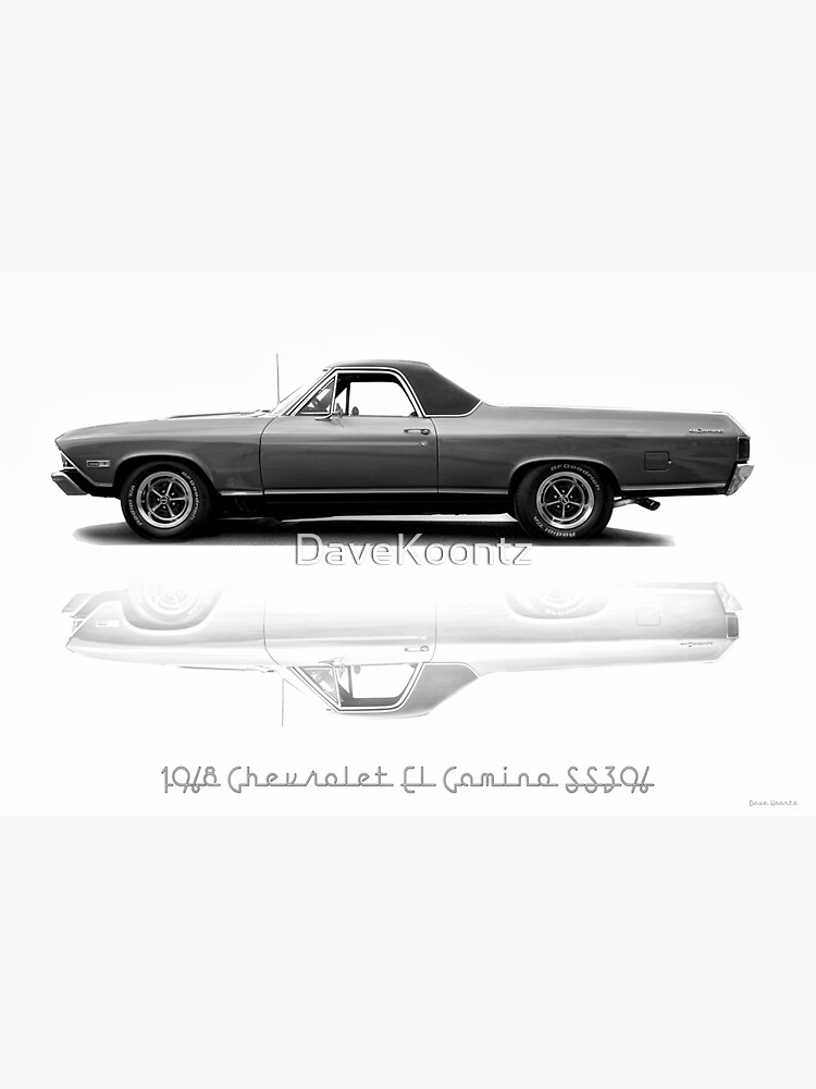 Pegatina 1968 Chevrolet El Camino SS396 II perfil En Blanco Y Negro  pegatina-1968-chevrolet-el-camino-ss396-ii-perfil-en-blanco-y-negro