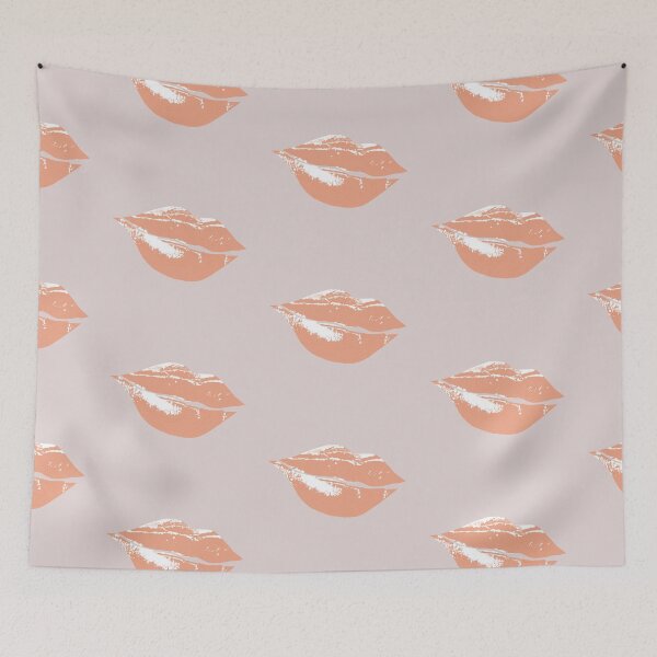 Item preview, ochre lips poster vintage lipstick print design  designed and sold by Nnone.