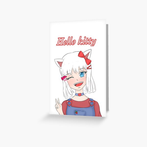 Cute Anime Cat Girl In Space Cat Greeting Card by Anass Benktitou
