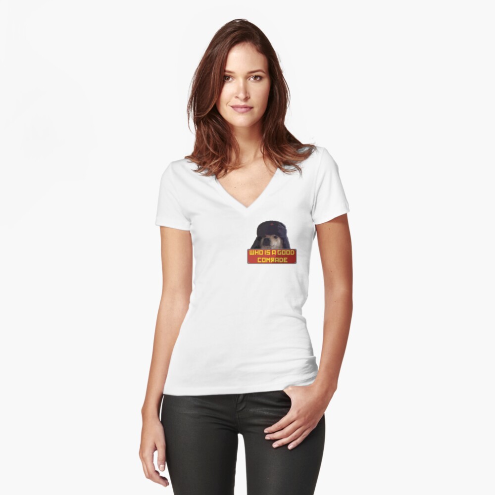 Vista previa del artículo con la obra «Camiseta entallada de cuello en V», diseñado y vendido por acousticdolphin.